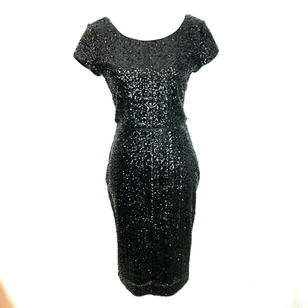 NWT Express 2 Pcs.‎ Black Sequin Top Skirt Party S
